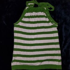 Green & white striped tank top